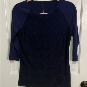 Elegant Navy Women's Lace Blouse